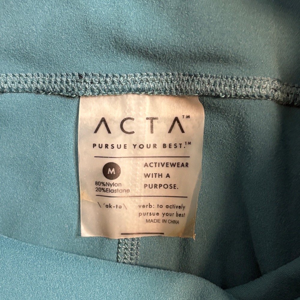 ACTA Wear Womens High Waisted Activewear Leggings Teal Blue Size Medium - Picture 4 of 8